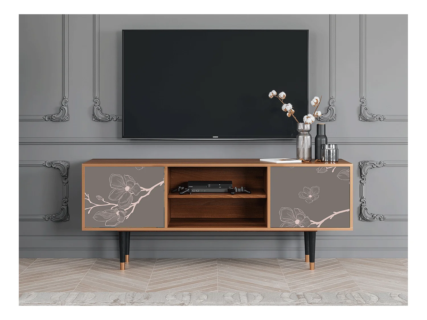 Meuble TV - 170х69х48 cm - T2 - Cherry Blossom, Noyer