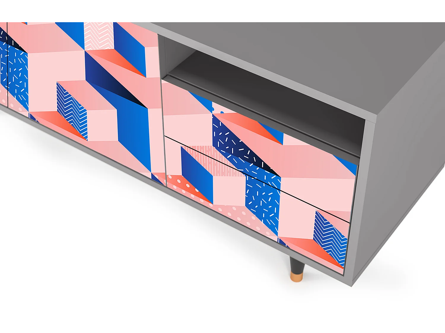 Mobile TV - 125х56х41 cm - T7 - Pinky Squares, Grigio