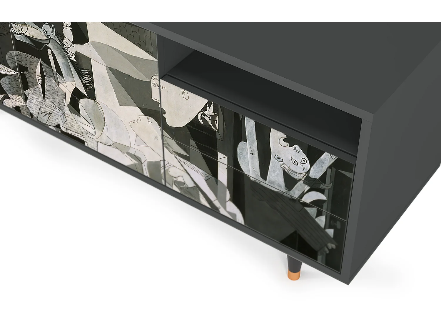 TV-meubel - 125х56х41 cm - T7 - Guernica by Picasso, Antraciet