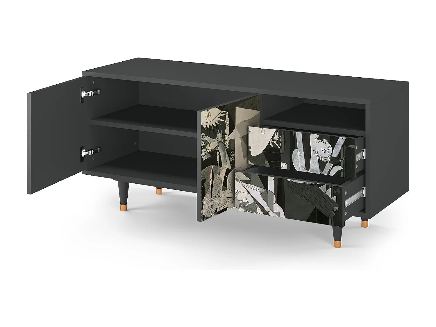 TV-meubel - 125х56х41 cm - T7 - Guernica by Picasso, Antraciet