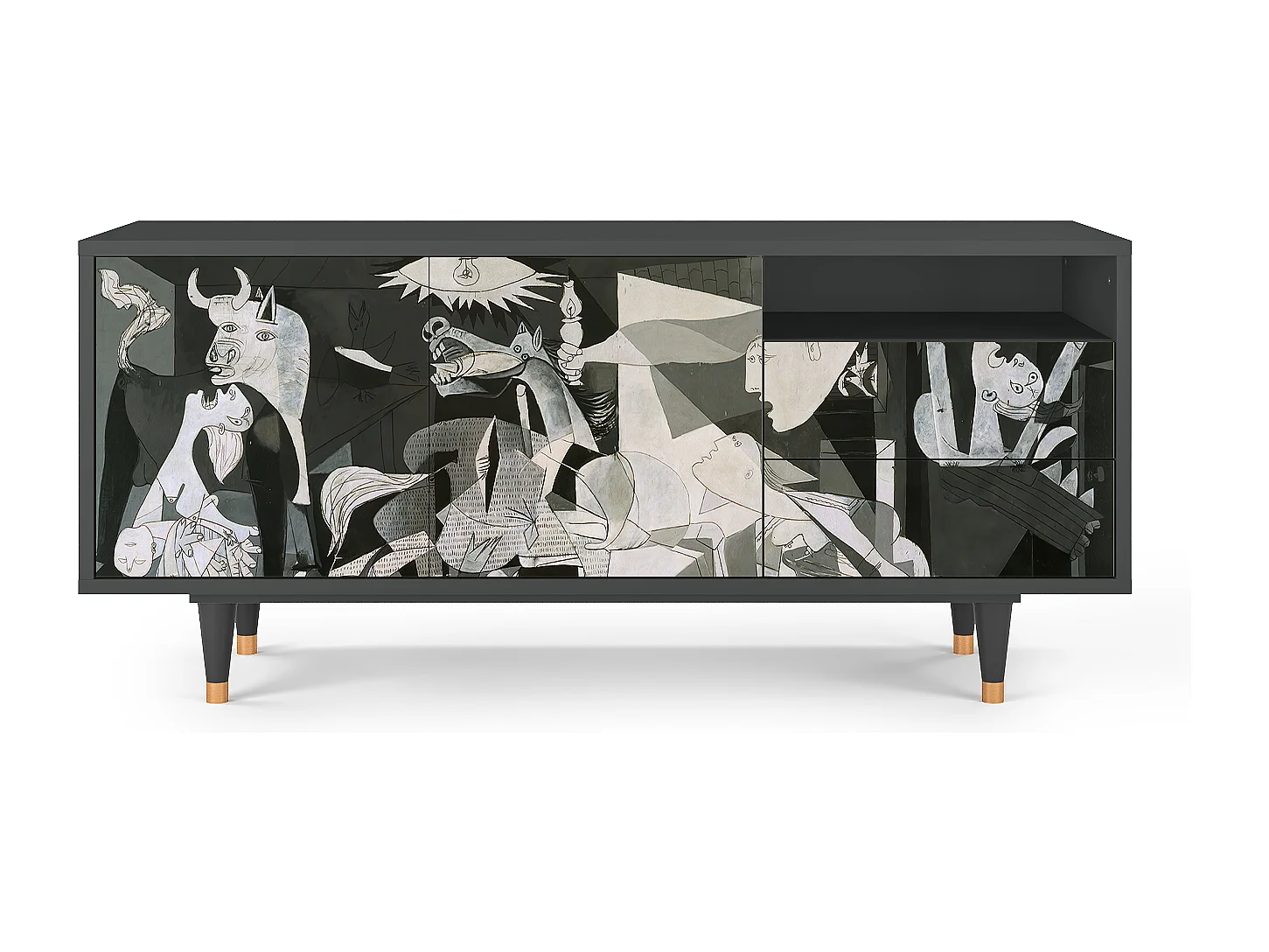 Meuble TV - 125х56х41 cm - T7 - Guernica by Picasso, Anthracite