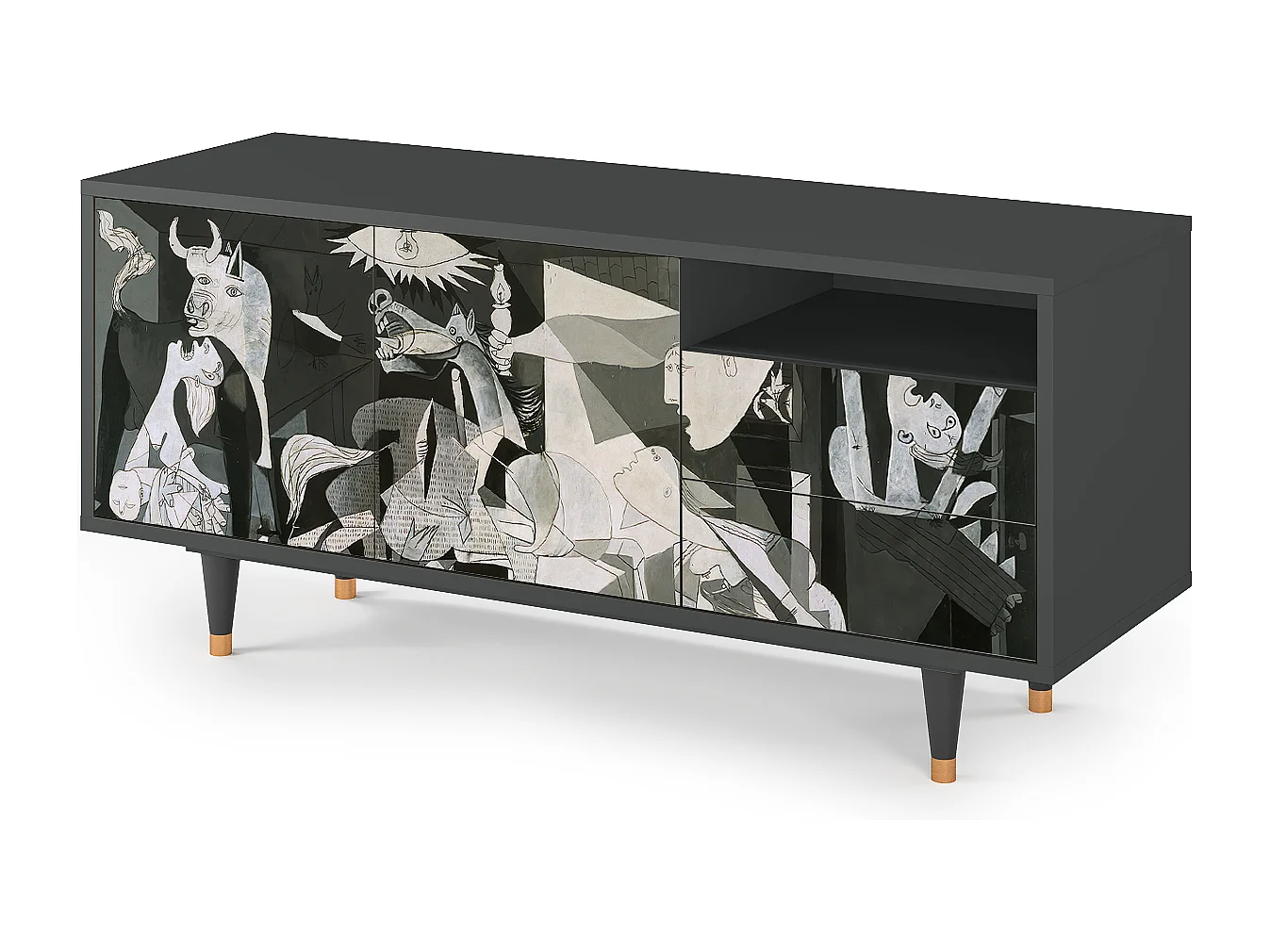 Meuble TV - 125х56х41 cm - T7 - Guernica by Picasso, Anthracite