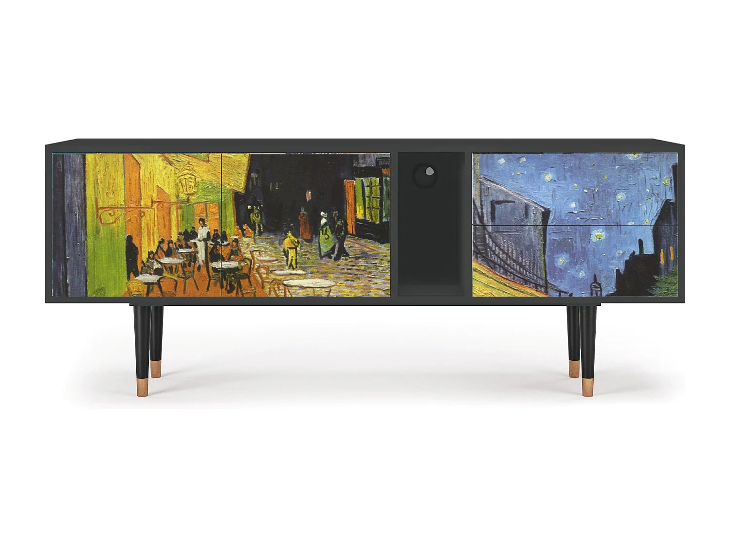 Szafka RTV - 170х69х48 cm - T1 - Café Terrace at Night, Antracyt