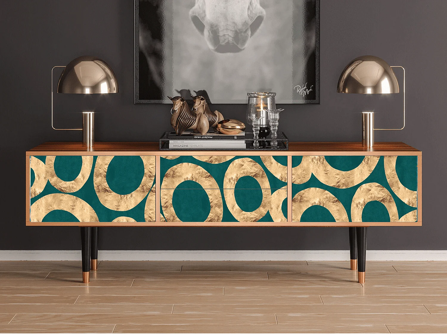 TV-meubel - 170х59х48 cm - T4 - Zircon Sphere, Walnoot