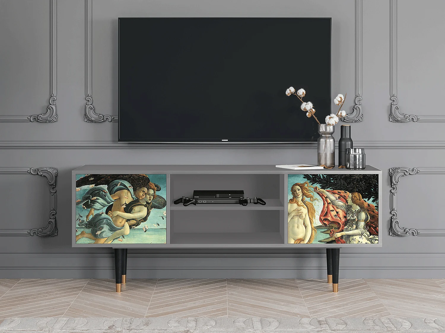 Meuble TV - 170х69х48 cm - T2 - The Birth of Venus, Gris