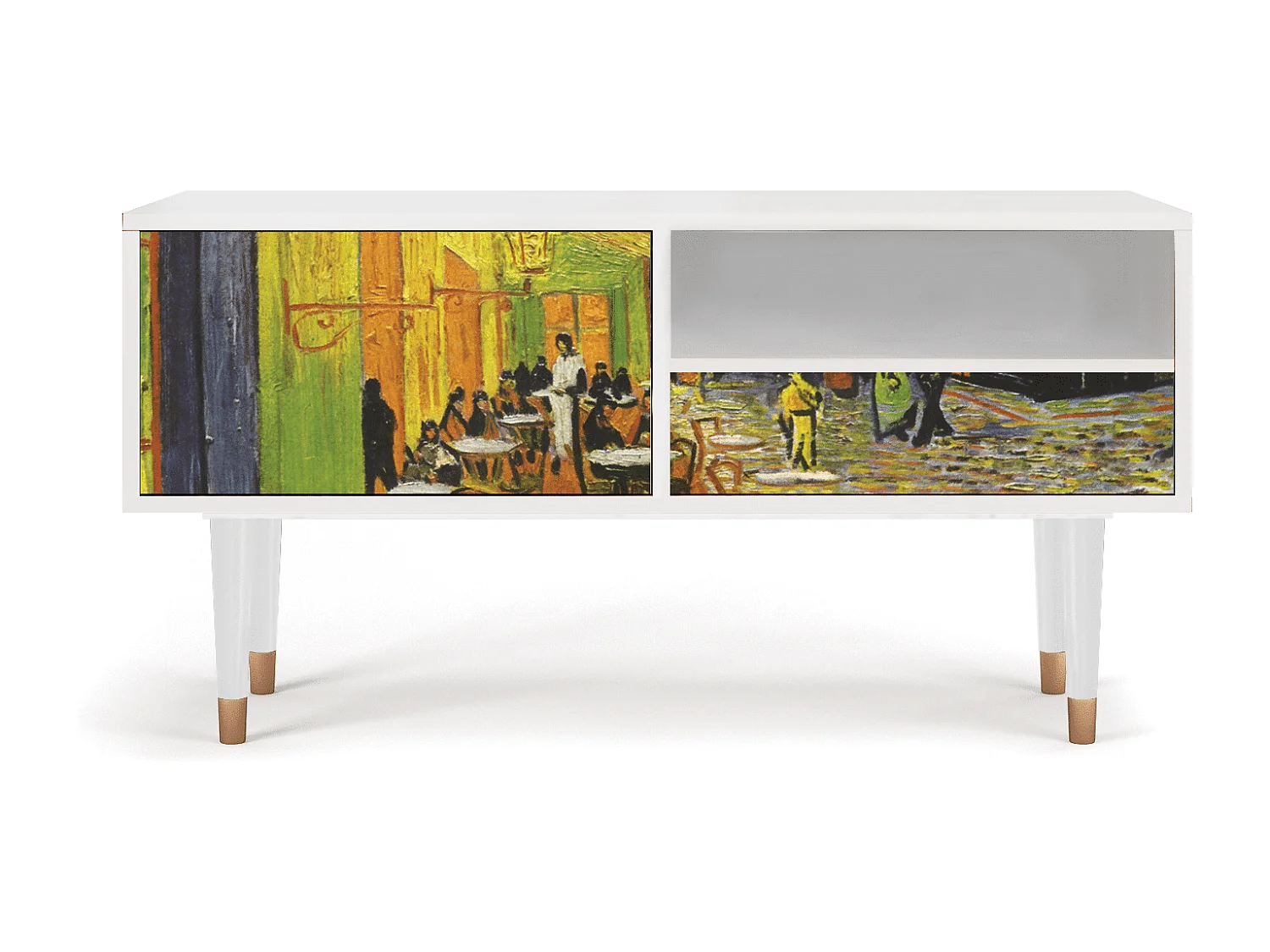 TV-Möbel - 115х59х48 cm - T3 - Café Terrace at Night, Weiß