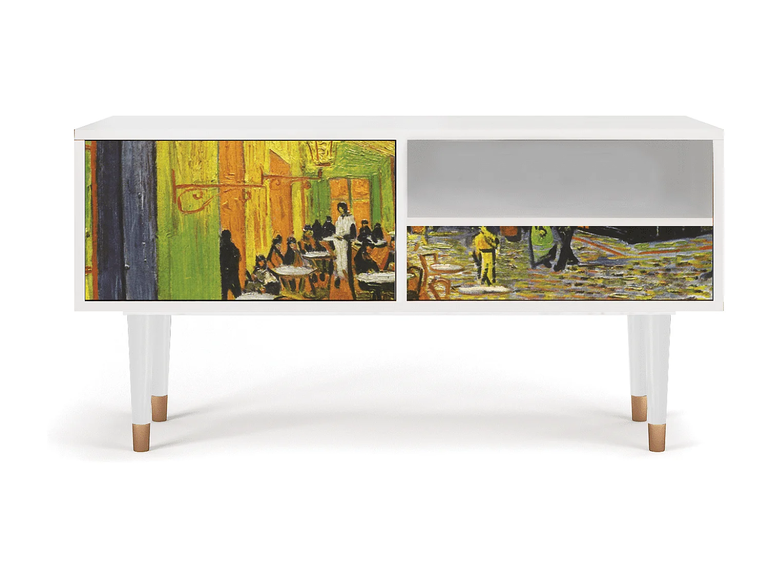 TV-Möbel - 115х59х48 cm - T3 - Café Terrace at Night, Weiß