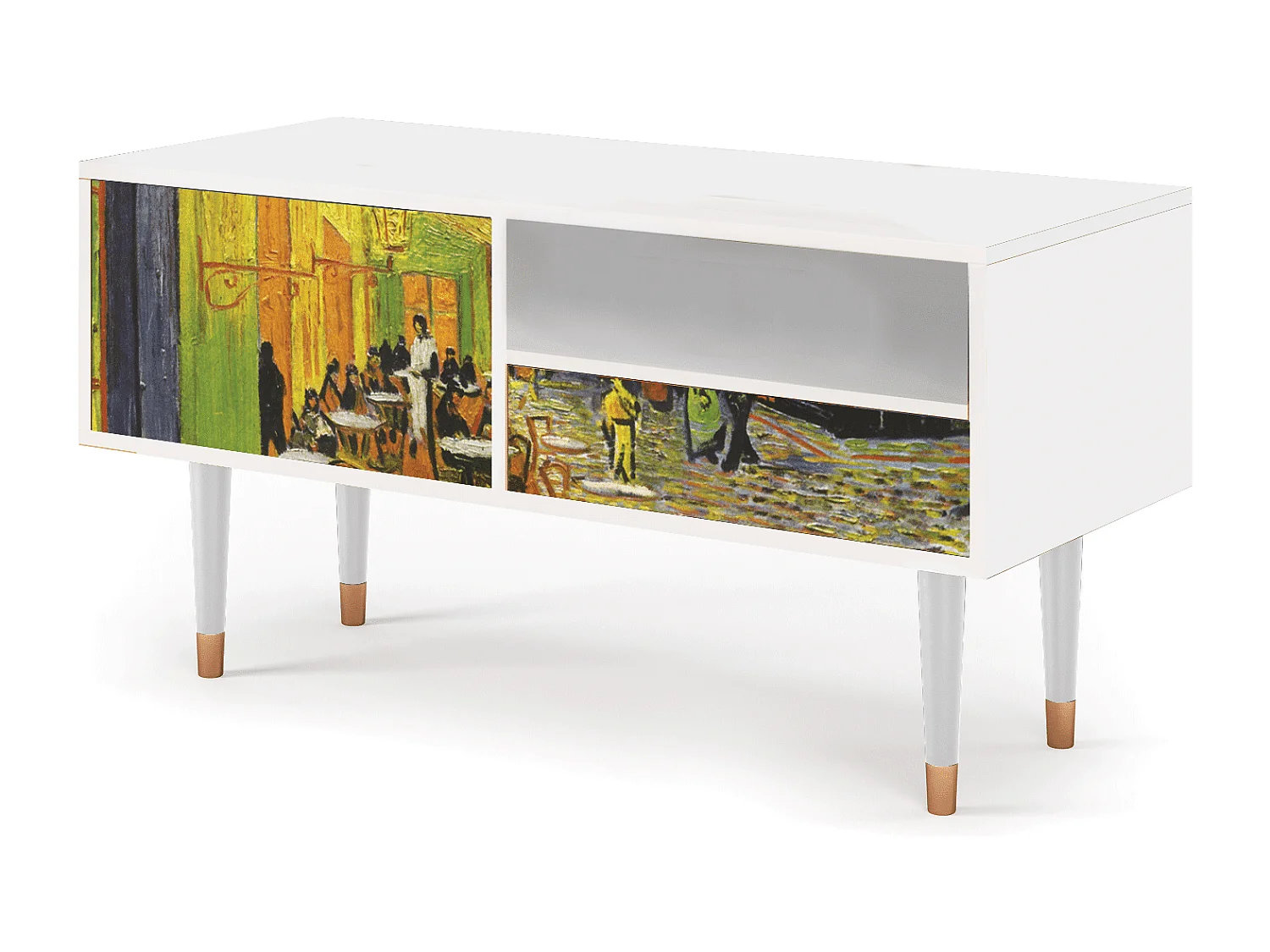 TV-Möbel - 115х59х48 cm - T3 - Café Terrace at Night, Weiß