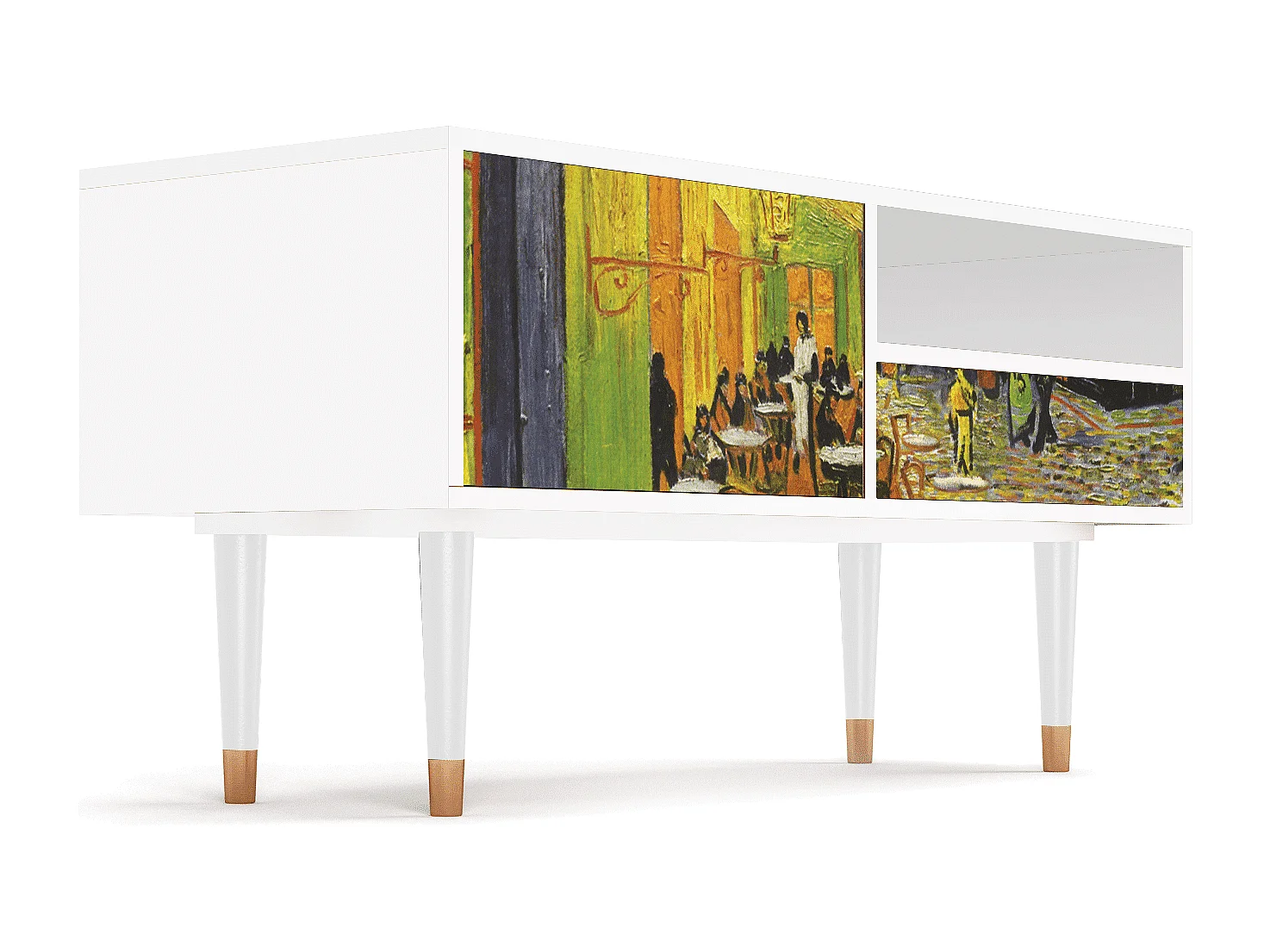 TV-Möbel - 115х59х48 cm - T3 - Café Terrace at Night, Weiß