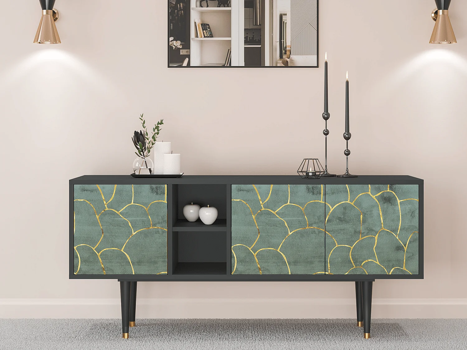 Meuble TV - 150х69х41 cm - T5 - Magnificent Water Lily, Anthracite