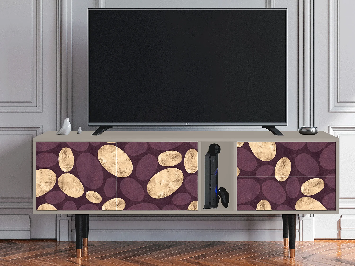 Szafka RTV - 170х69х48 cm - T1 - Fine Wine, Piaskowy
