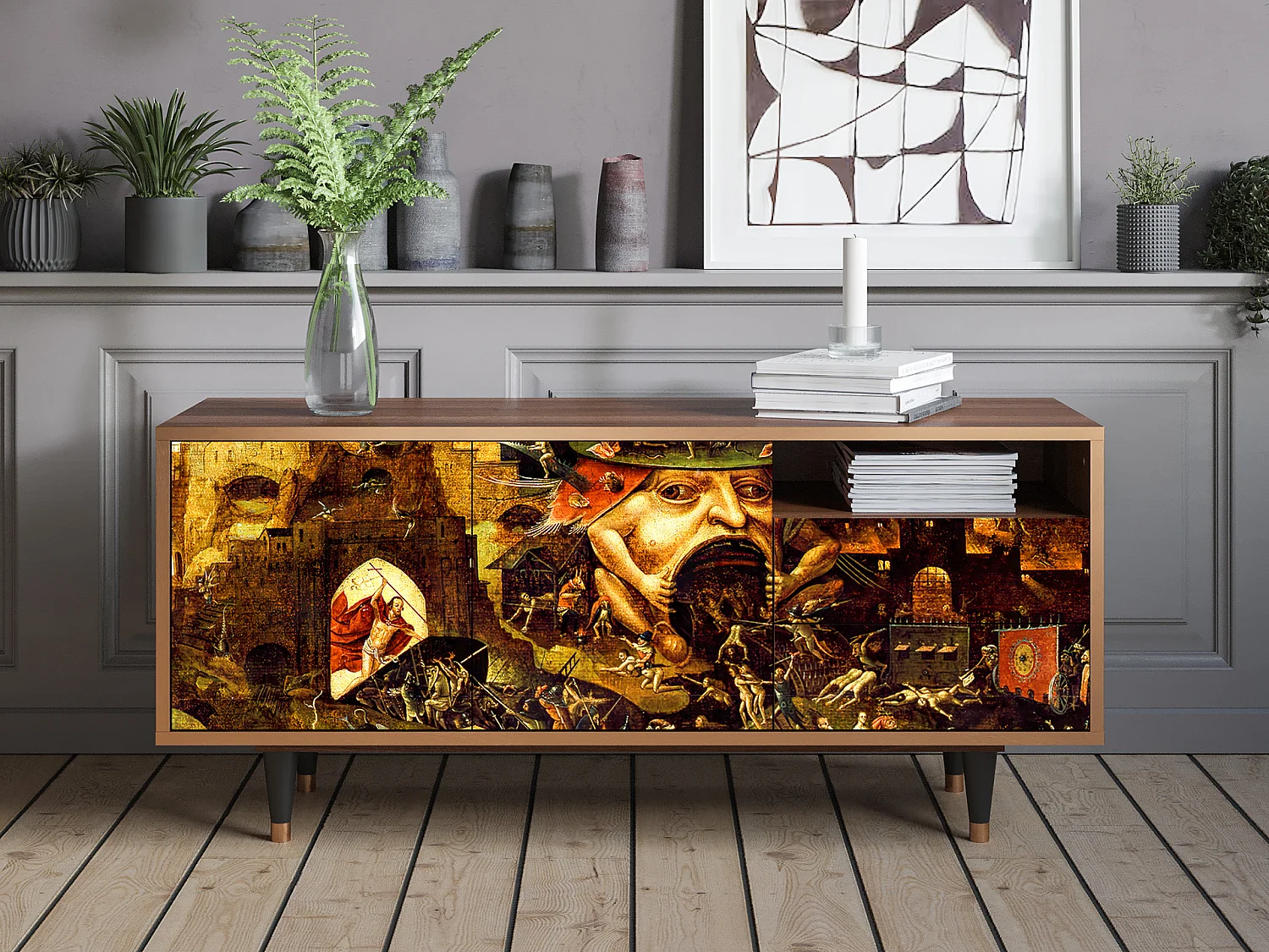 Mueble de TV - 125х56х41 cm - T7 - Christ in Limbo, Nogueira