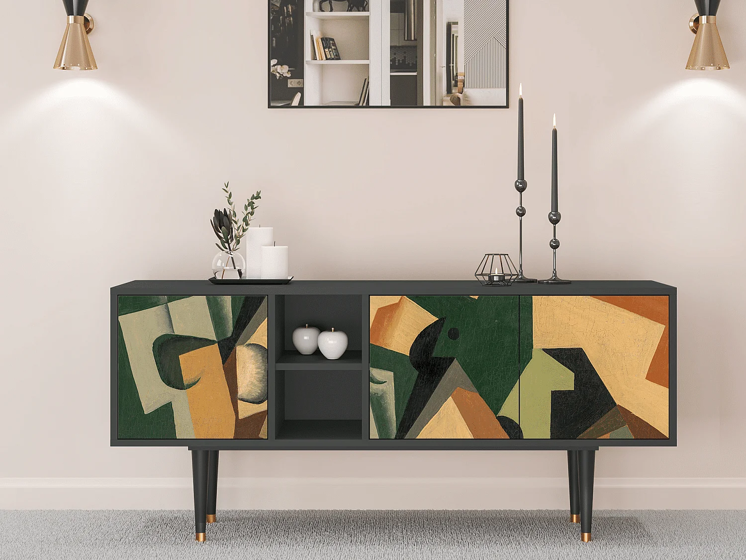 TV-Möbel - 150х69х41 cm - T5 - Glass and Checkerboard, Anthrazit