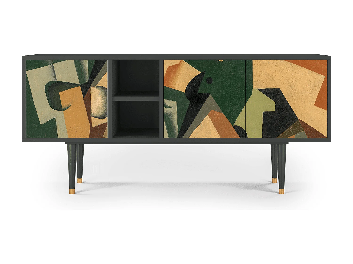 Meuble TV - 150х69х41 cm - T5 - Glass and Checkerboard, Anthracite