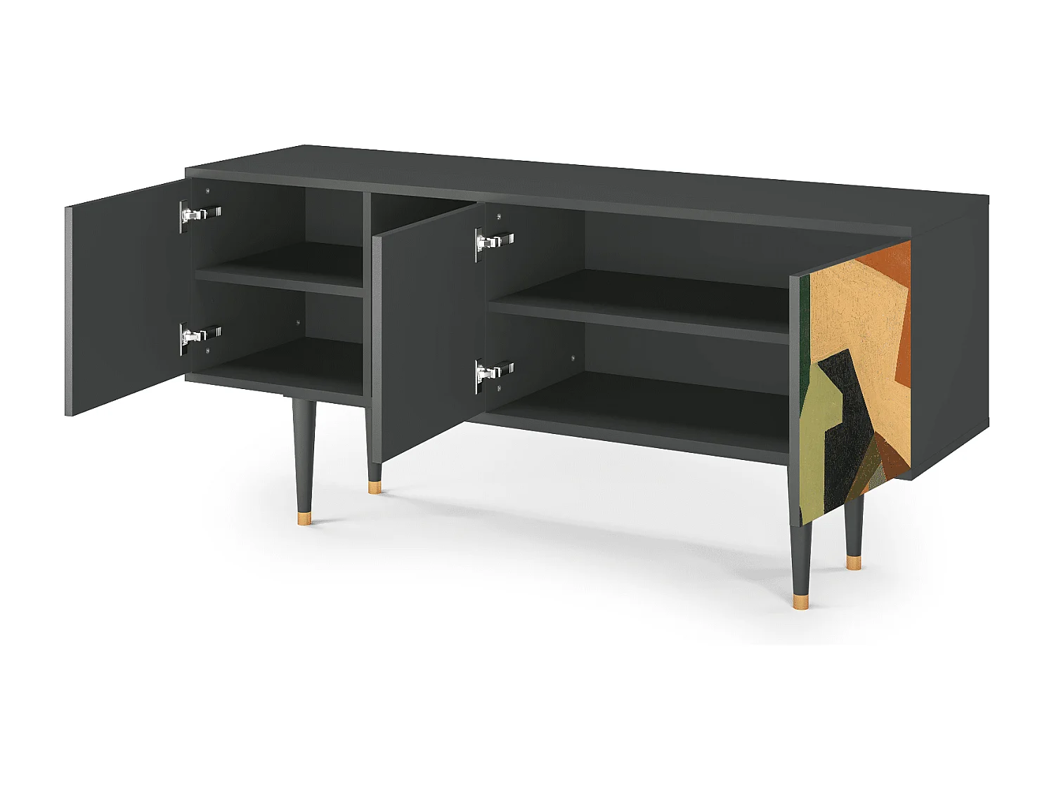 Meuble TV - 150х69х41 cm - T5 - Glass and Checkerboard, Anthracite