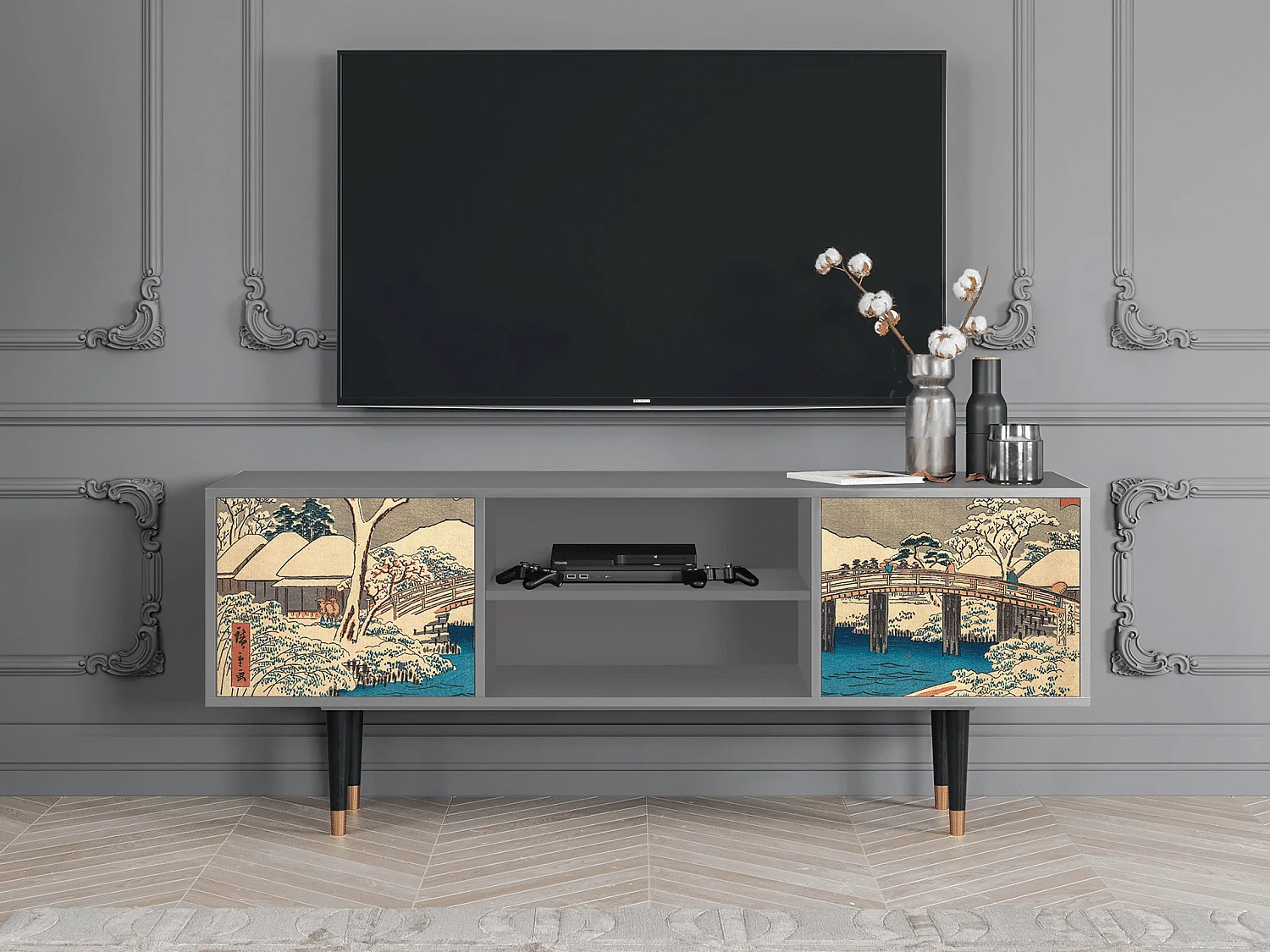 Mobile TV - 170х69х48 cm - T2 - Katabira River, Grigio