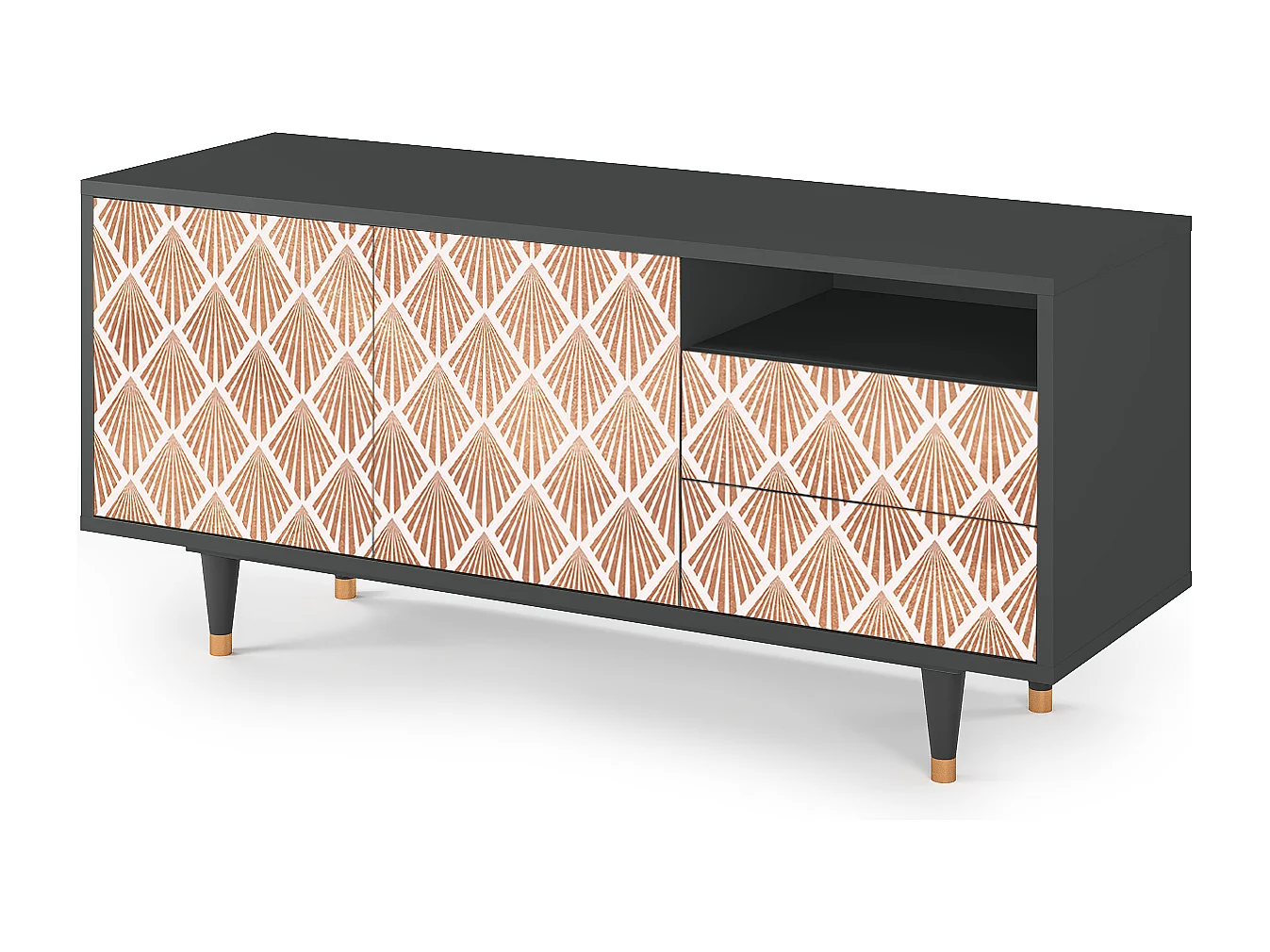 Mueble de TV - 125х56х41 cm - T7 - Pastel Sunrise, Antracita