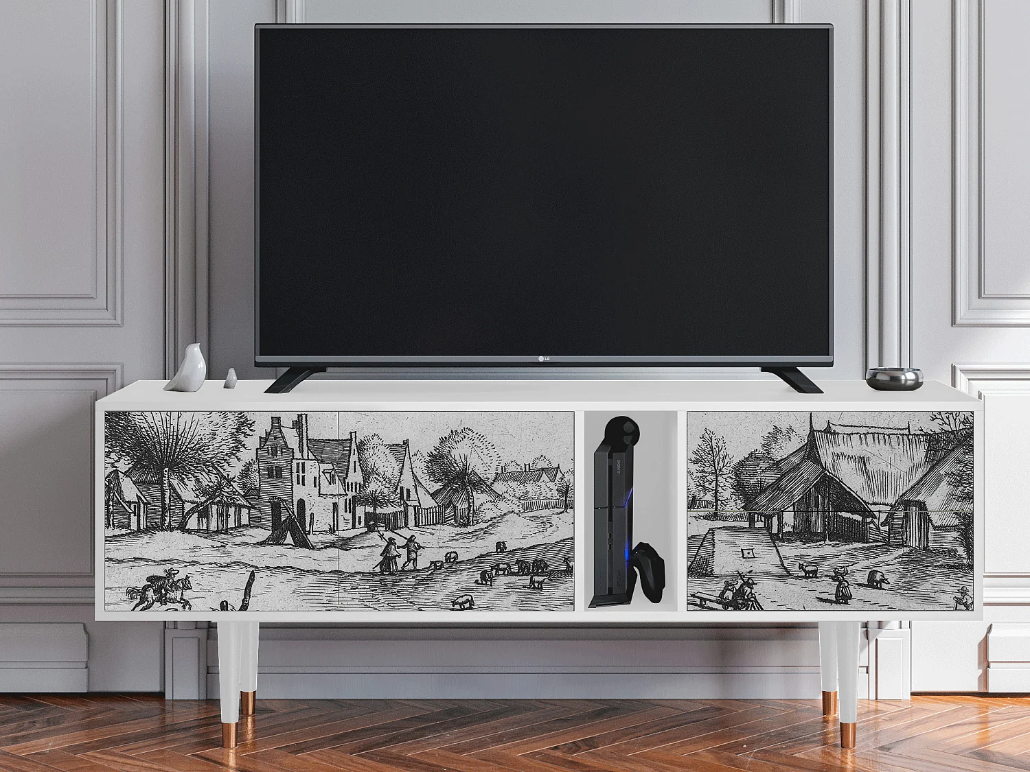 Mobile TV - 170х69х48 cm - T1 - Country Village, Bianco