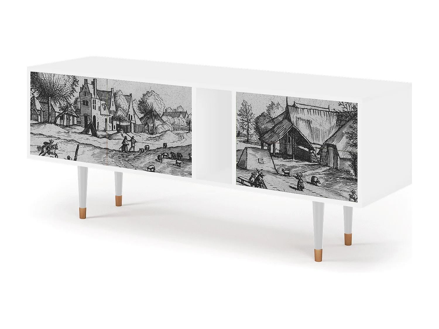 Mobile TV - 170х69х48 cm - T1 - Country Village, Bianco