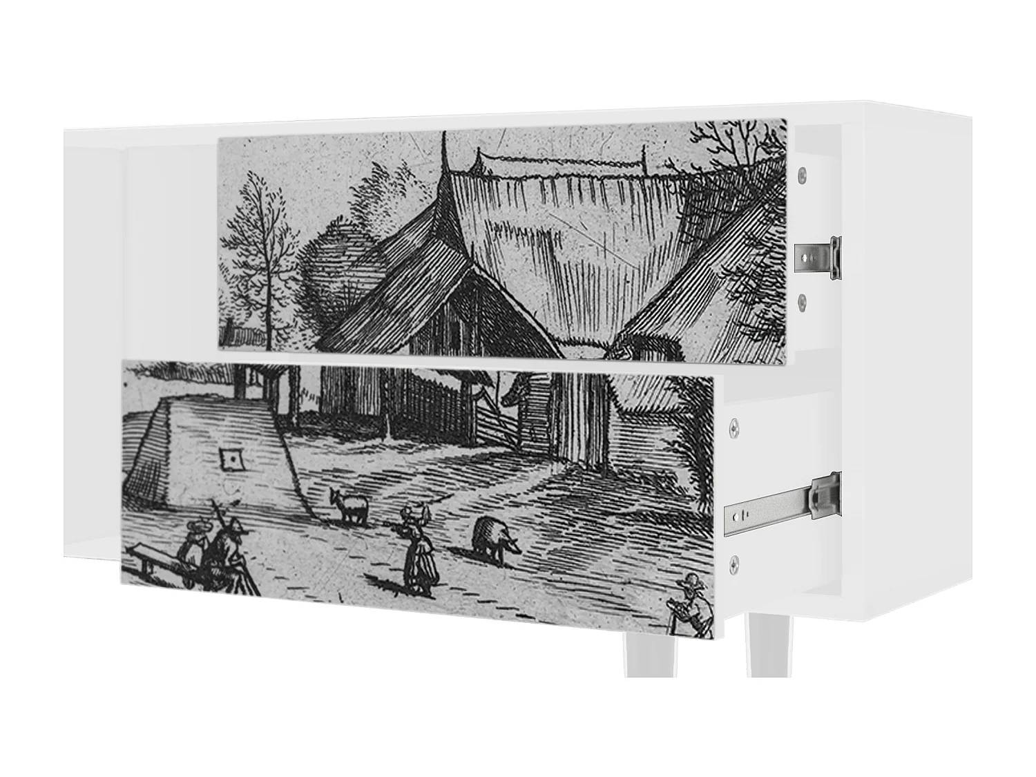 Mobile TV - 170х69х48 cm - T1 - Country Village, Bianco