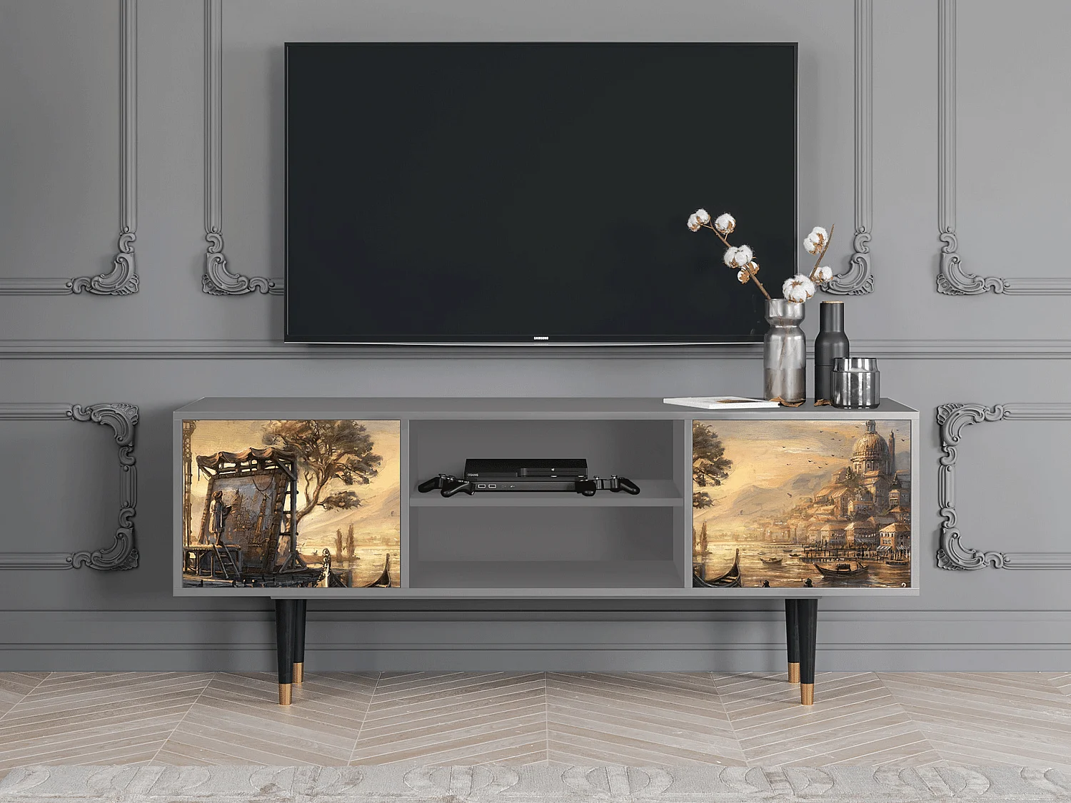 Mueble de TV - 170х69х48 cm - T2 - Venice, Cinza