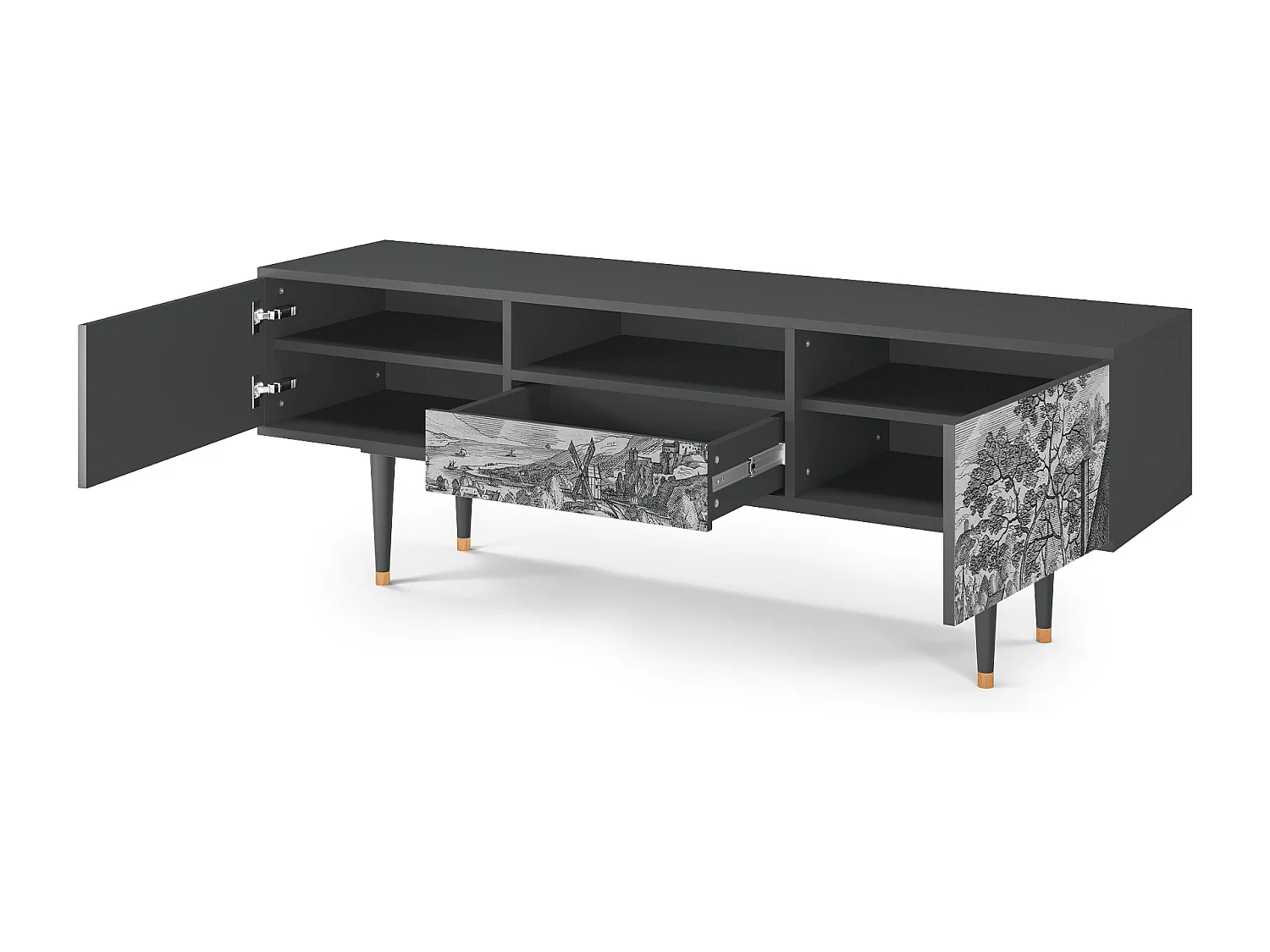 Meuble TV - 170х59х41 cm - T6 - Bird Dropping, Anthracite