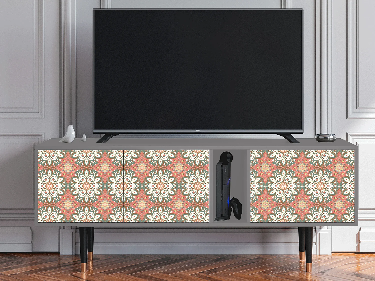 Meuble TV - 170х69х48 cm - T1 - Peach Grove, Gris