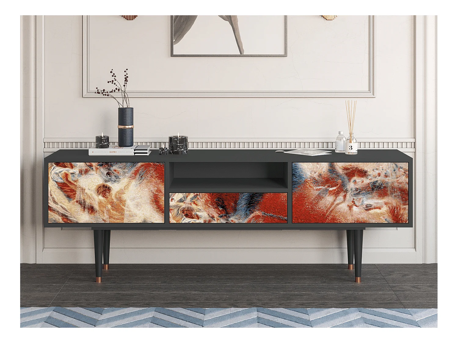 Meuble TV - 170х59х41 cm - T6 - The City Rises, Anthracite