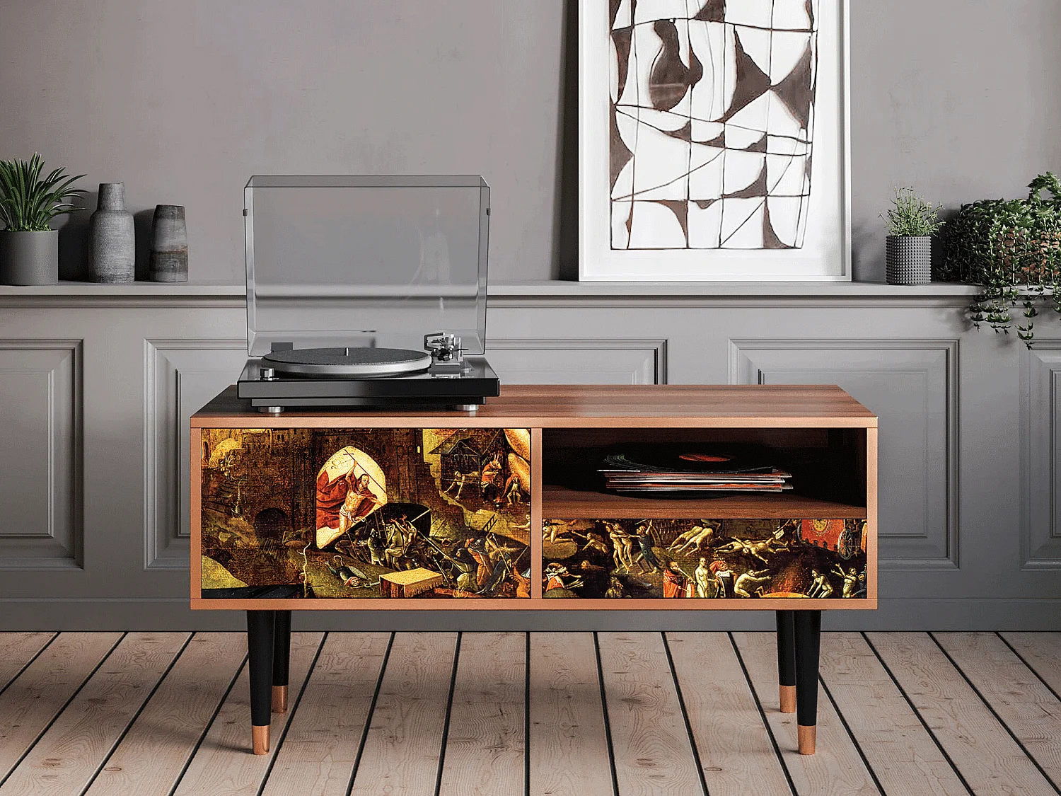 Mueble de TV - 115х59х48 cm - T3 - Christ in Limbo, Nogal