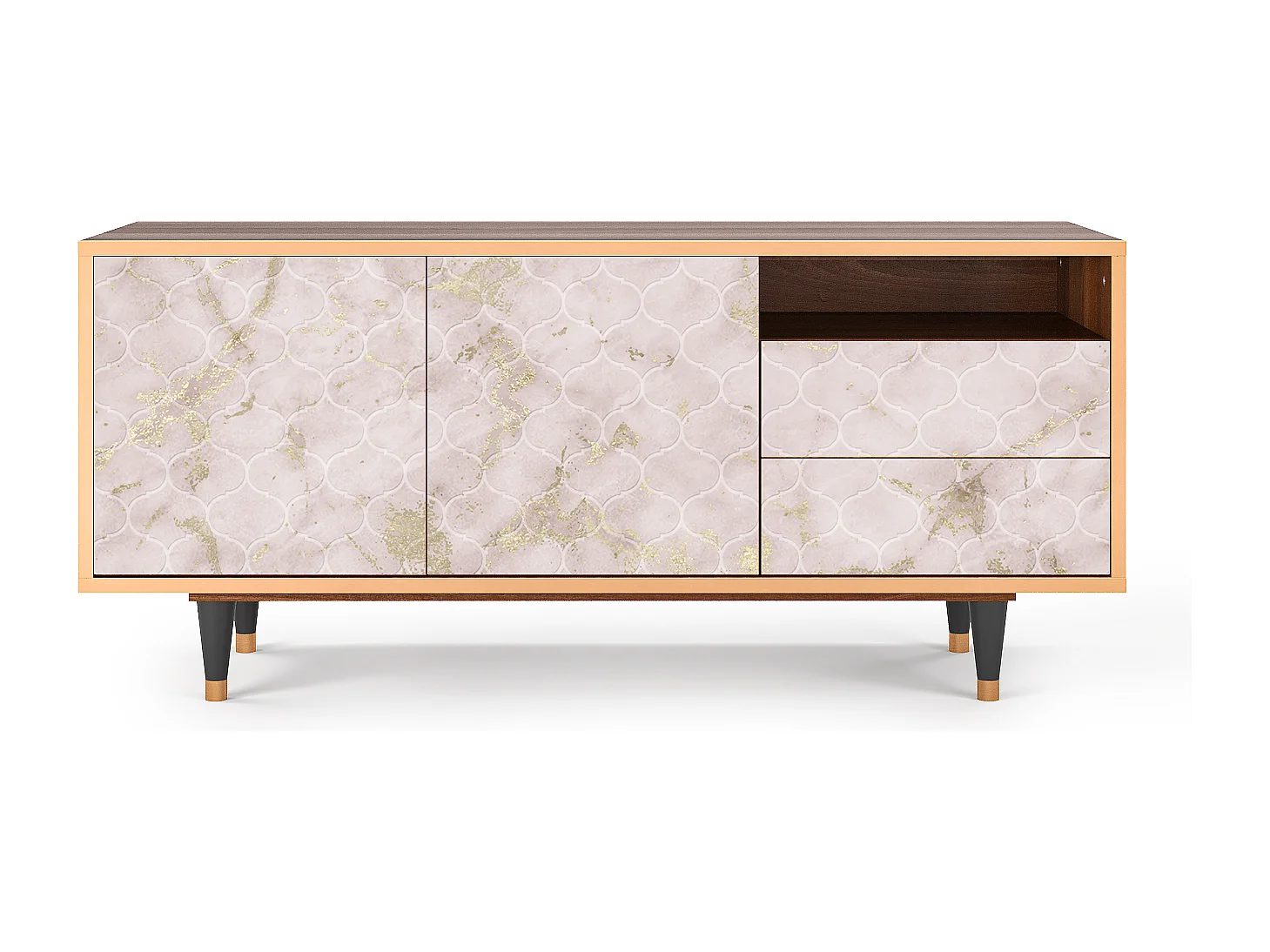 Meuble TV - 125х56х41 cm - T7 - Dirty Roses, Noyer