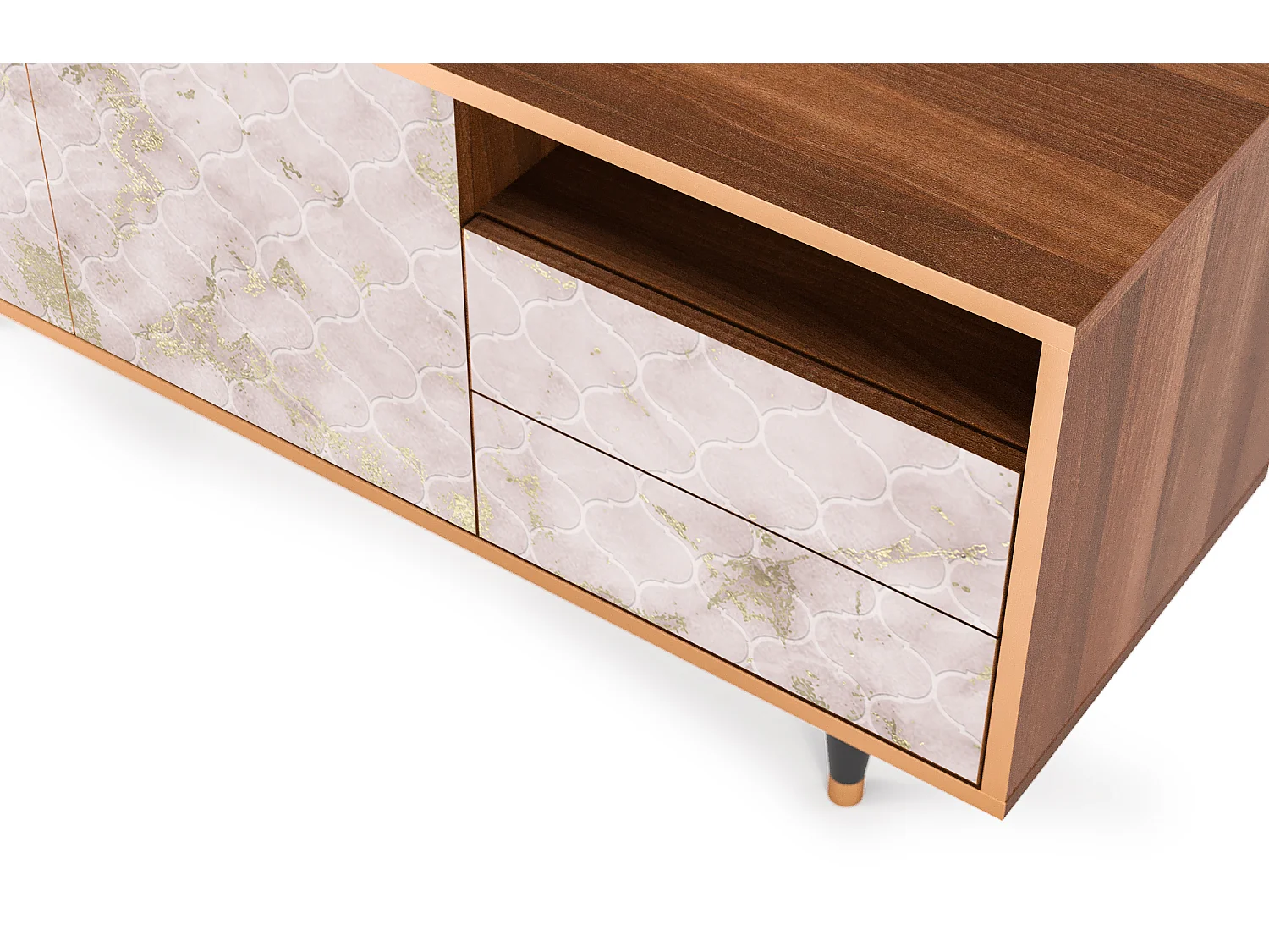 Meuble TV - 125х56х41 cm - T7 - Dirty Roses, Noyer