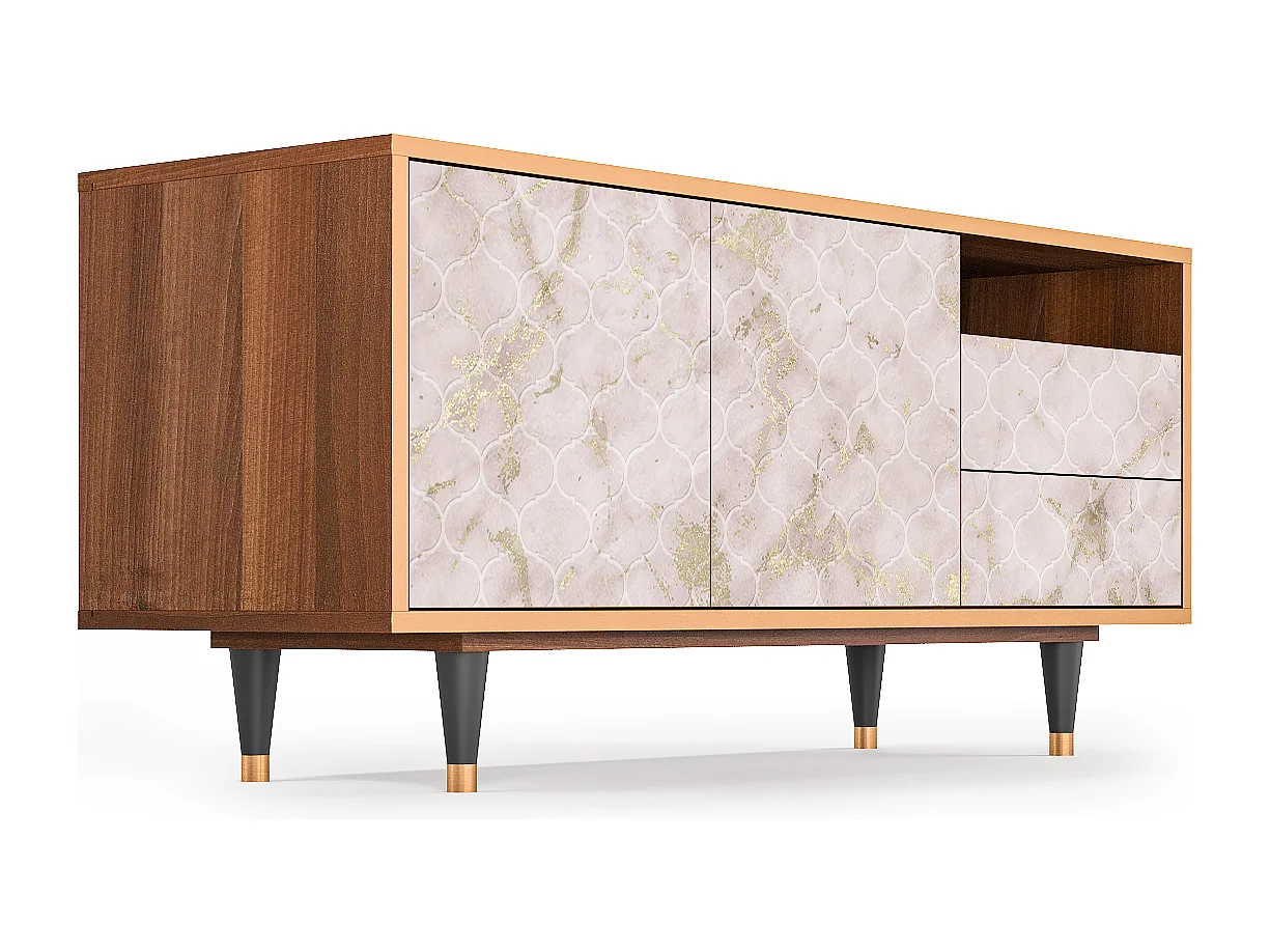 Szafka RTV - 125х56х41 cm - T7 - Dirty Roses, Orzech