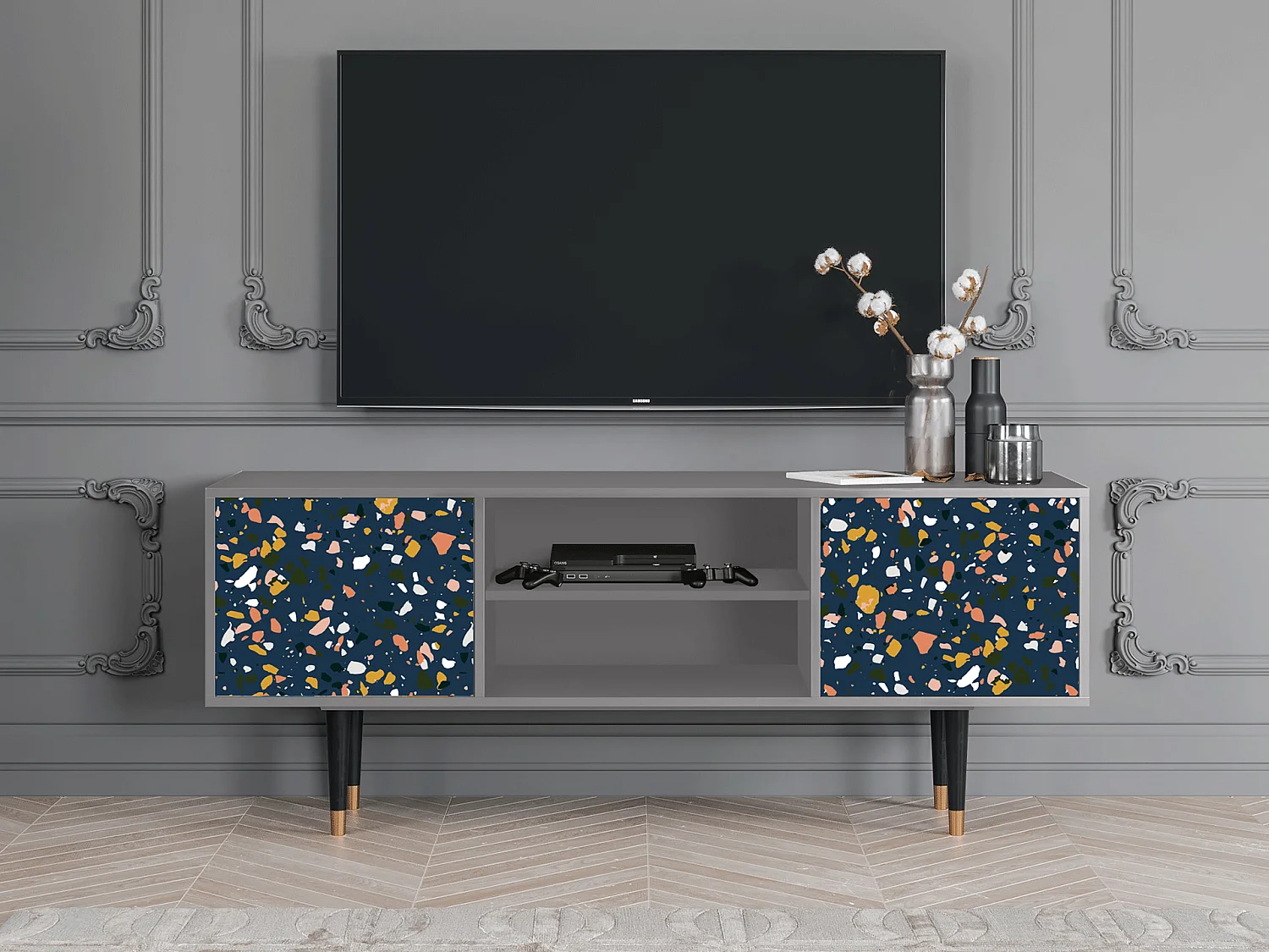 Meuble TV - 170х69х48 cm - T2 - Night Sky Langhterns, Gris