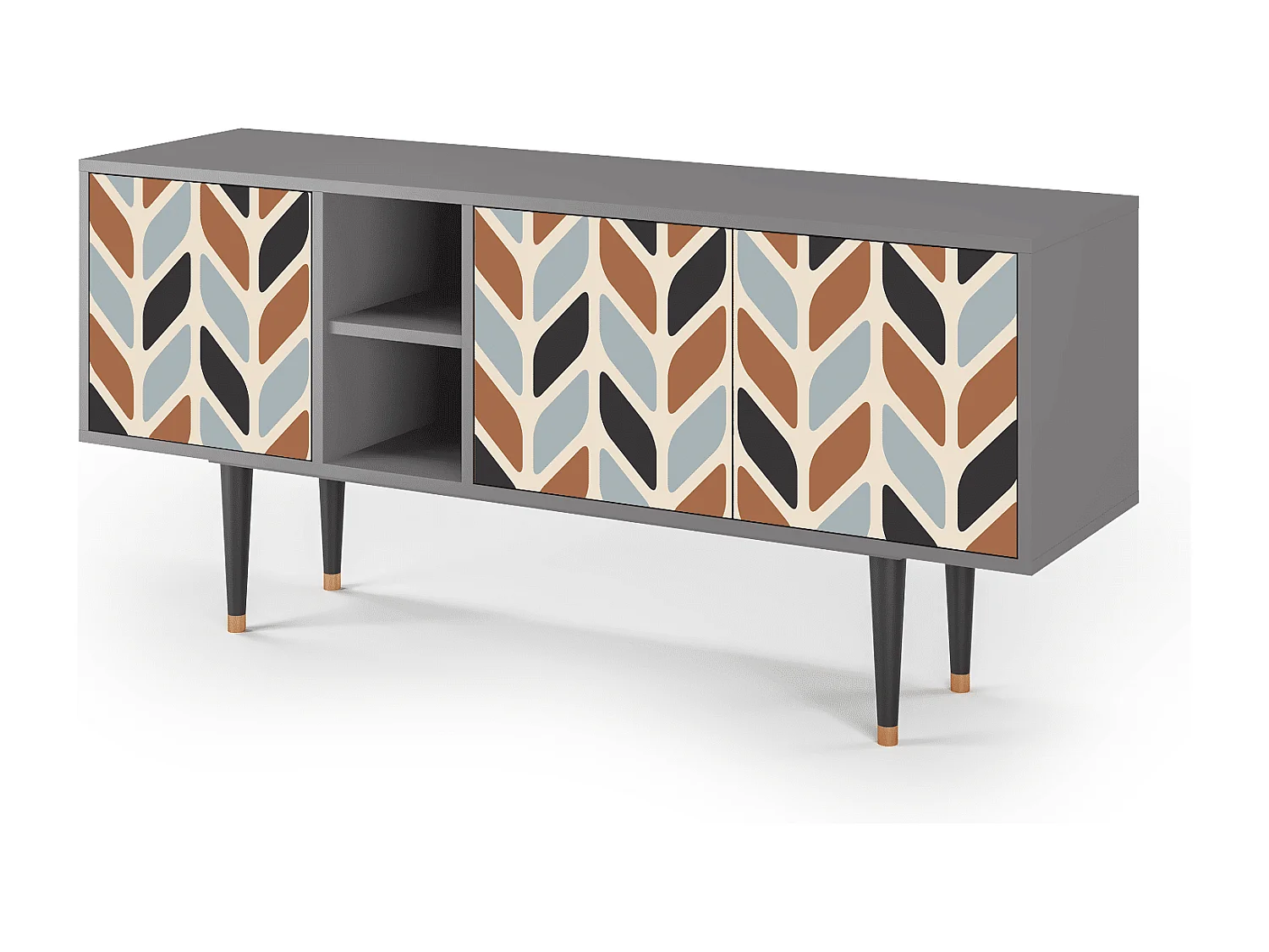 Meuble TV - 150х69х41 cm - T5 - Beige Laure, Gris