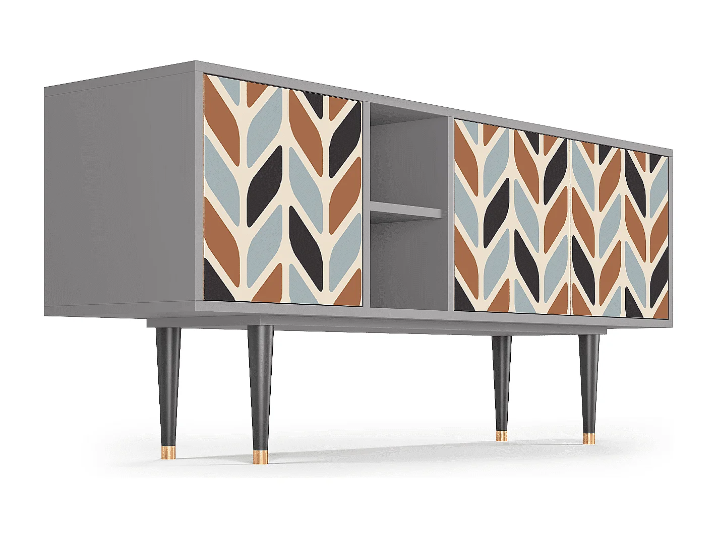 Meuble TV - 150х69х41 cm - T5 - Beige Laure, Gris