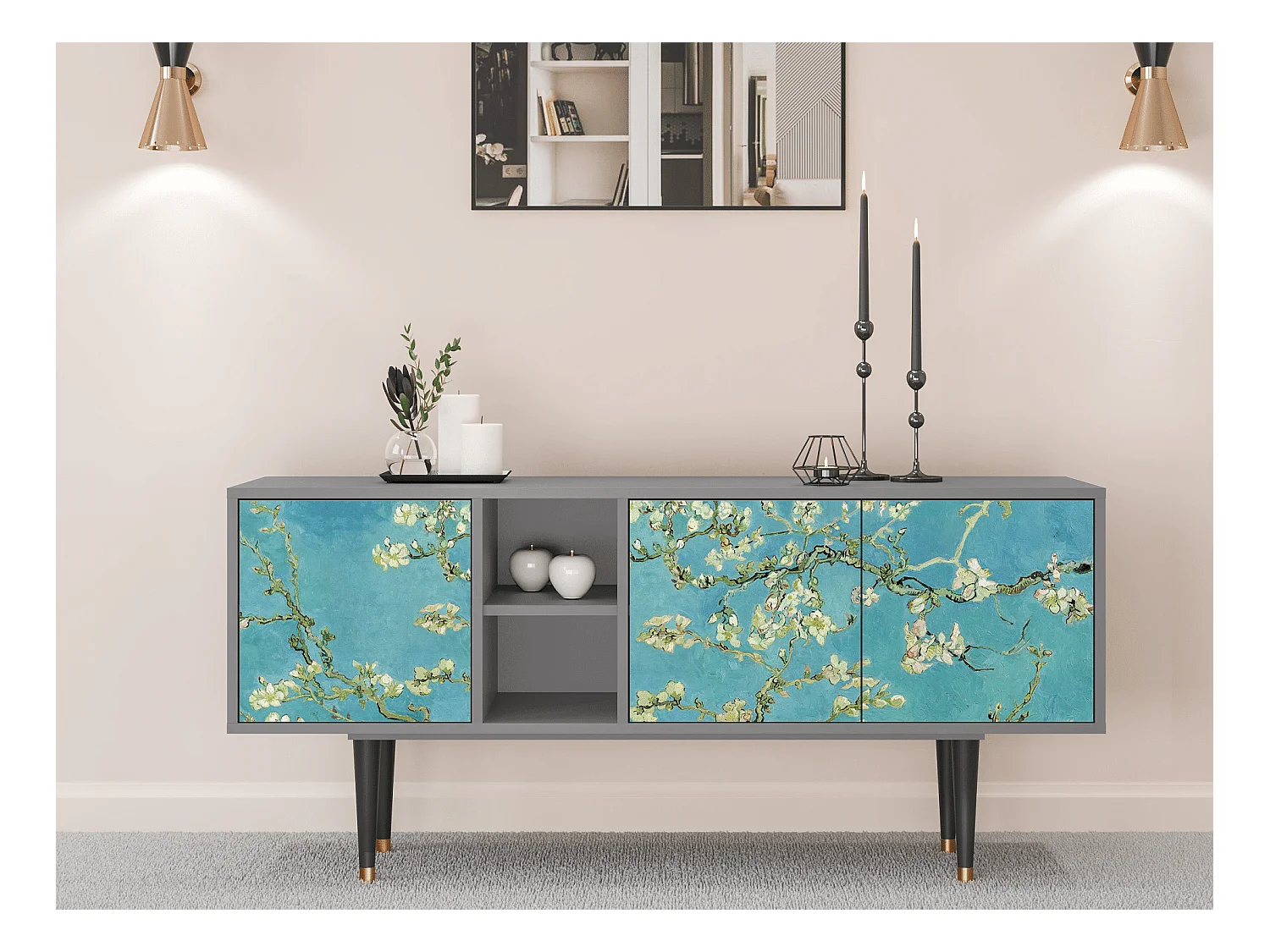 Meuble TV - 150х69х41 cm - T5 - Almond Blossom, Gris