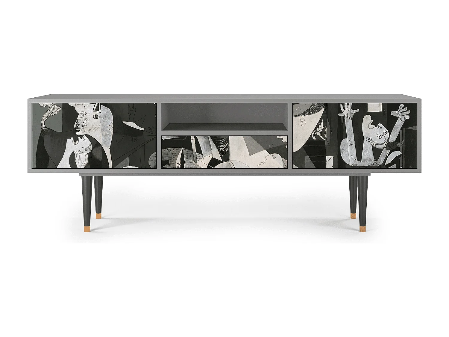 Szafka RTV - 170х59х41 cm - T6 - Guernica by Picasso, Szary