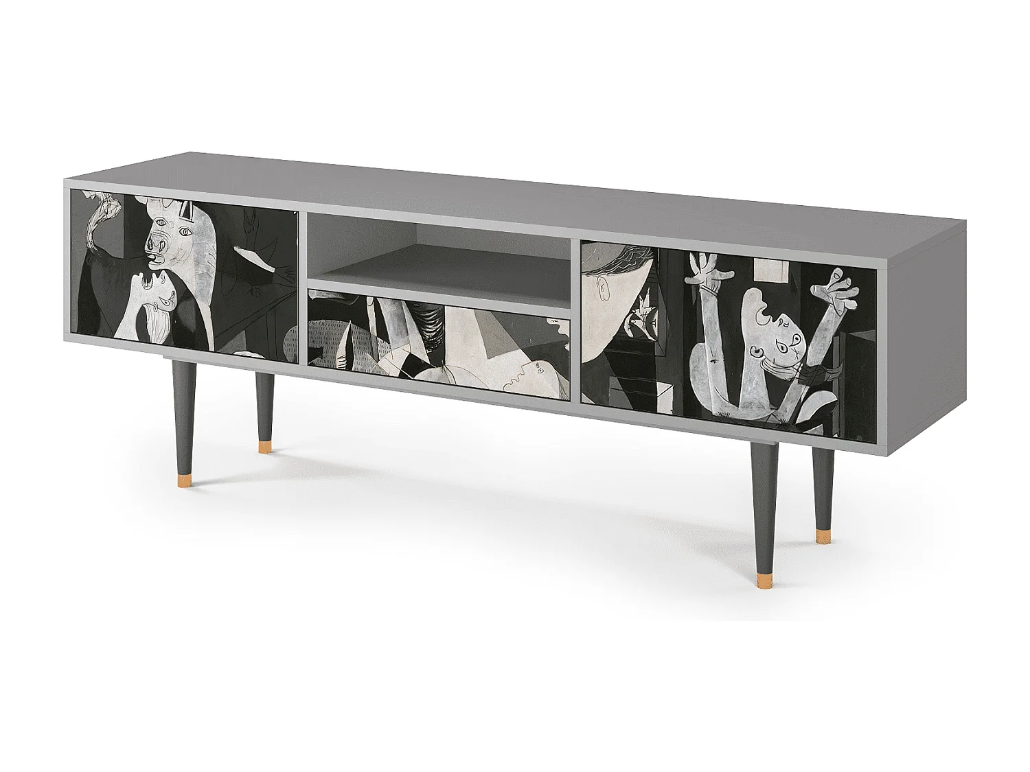 Szafka RTV - 170х59х41 cm - T6 - Guernica by Picasso, Szary