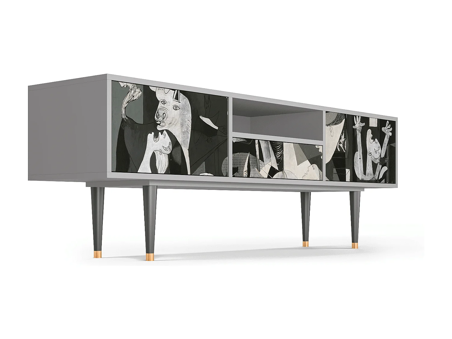 Szafka RTV - 170х59х41 cm - T6 - Guernica by Picasso, Szary