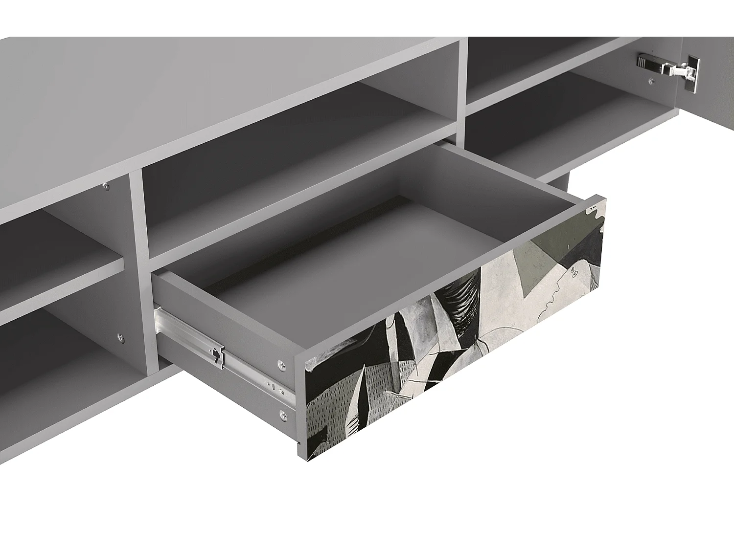 Szafka RTV - 170х59х41 cm - T6 - Guernica by Picasso, Szary