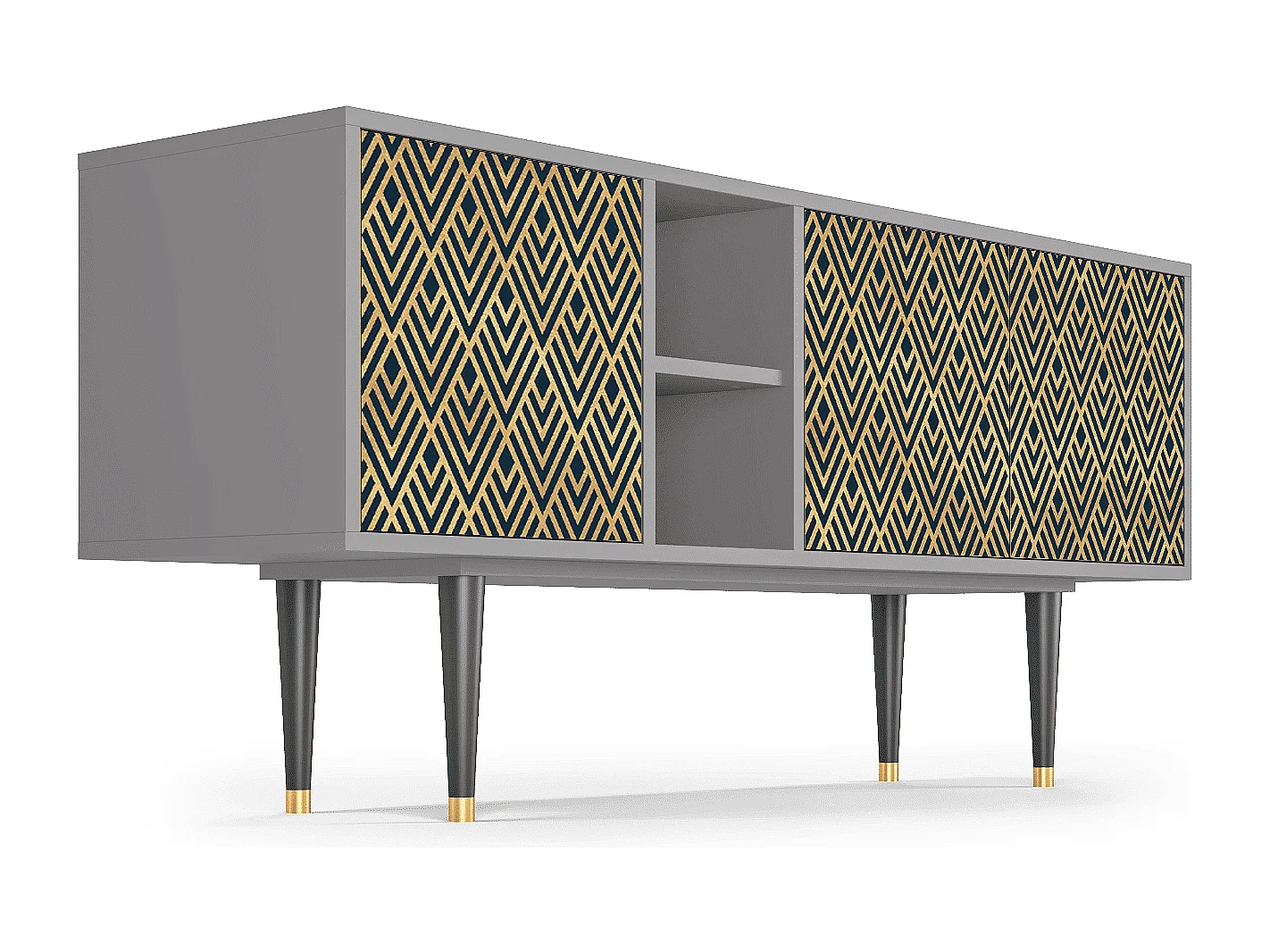 Meuble TV - 150х69х41 cm - T5 - Egypt Triangles, Gris