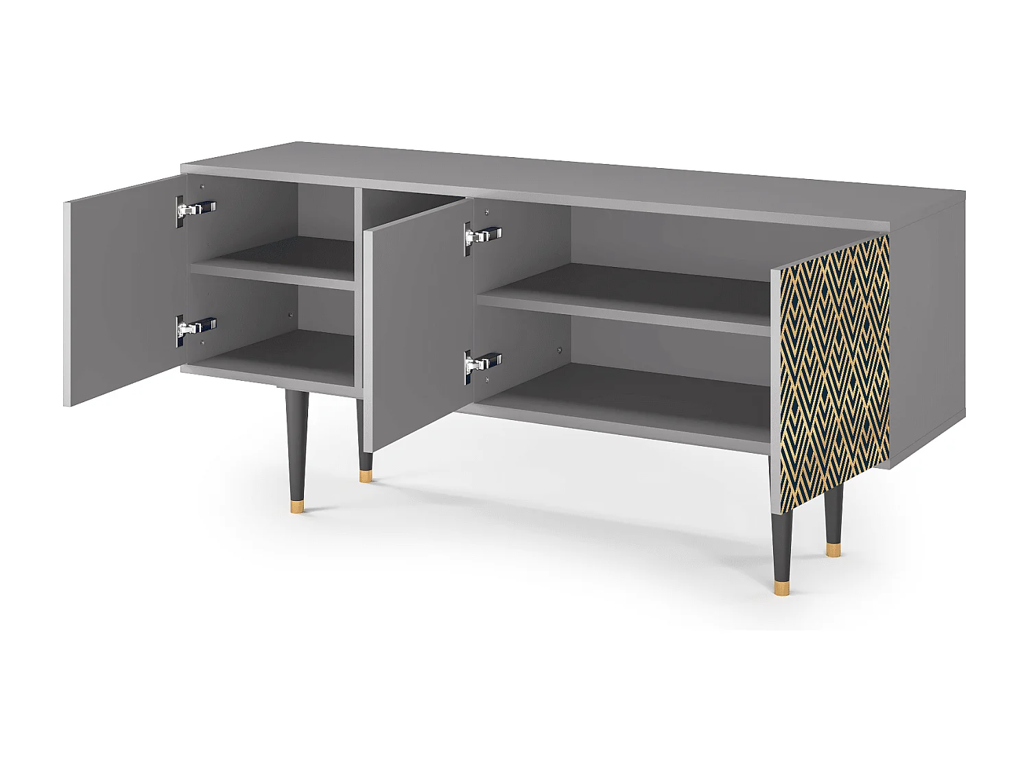 Meuble TV - 150х69х41 cm - T5 - Egypt Triangles, Gris