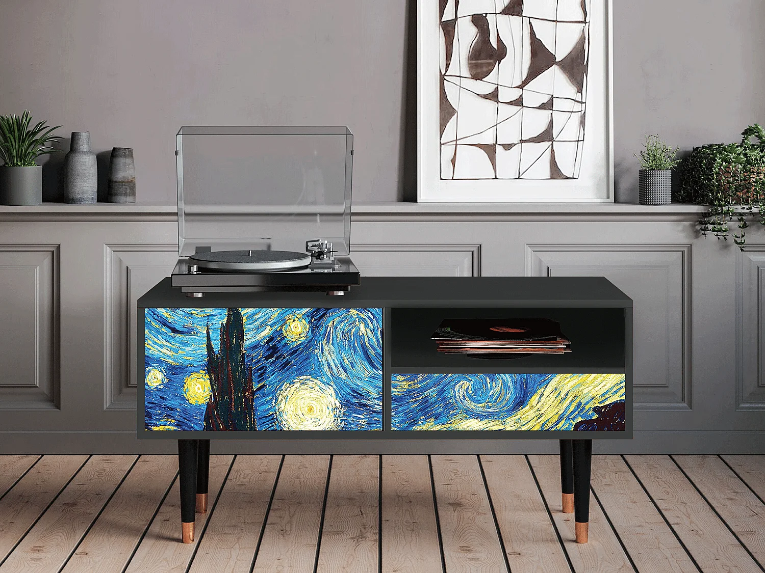 Mueble de TV - 115х59х48 cm - T3 - The Starry Night  , Antracite