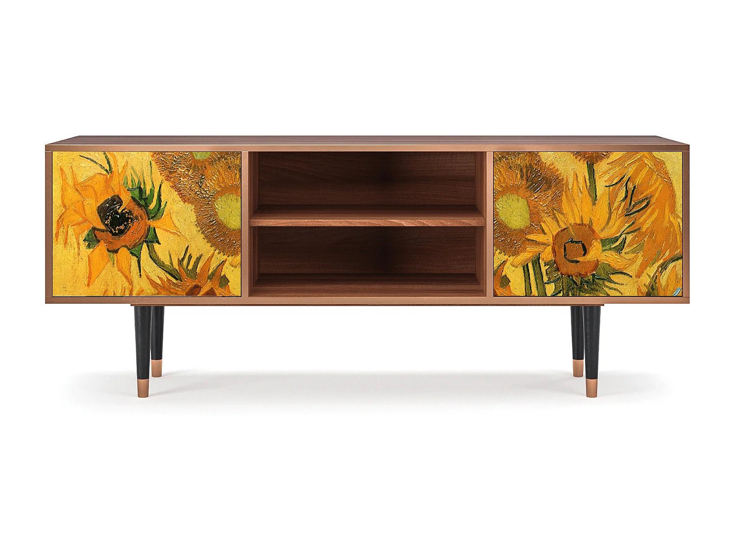Mueble de TV - 170х69х48 cm - T2 - Sunflowers, Nogal
