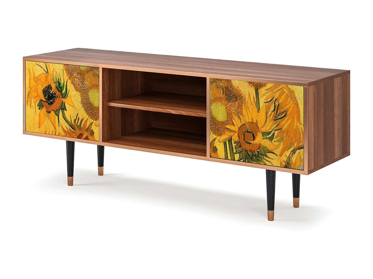 Mueble de TV - 170х69х48 cm - T2 - Sunflowers, Nogal