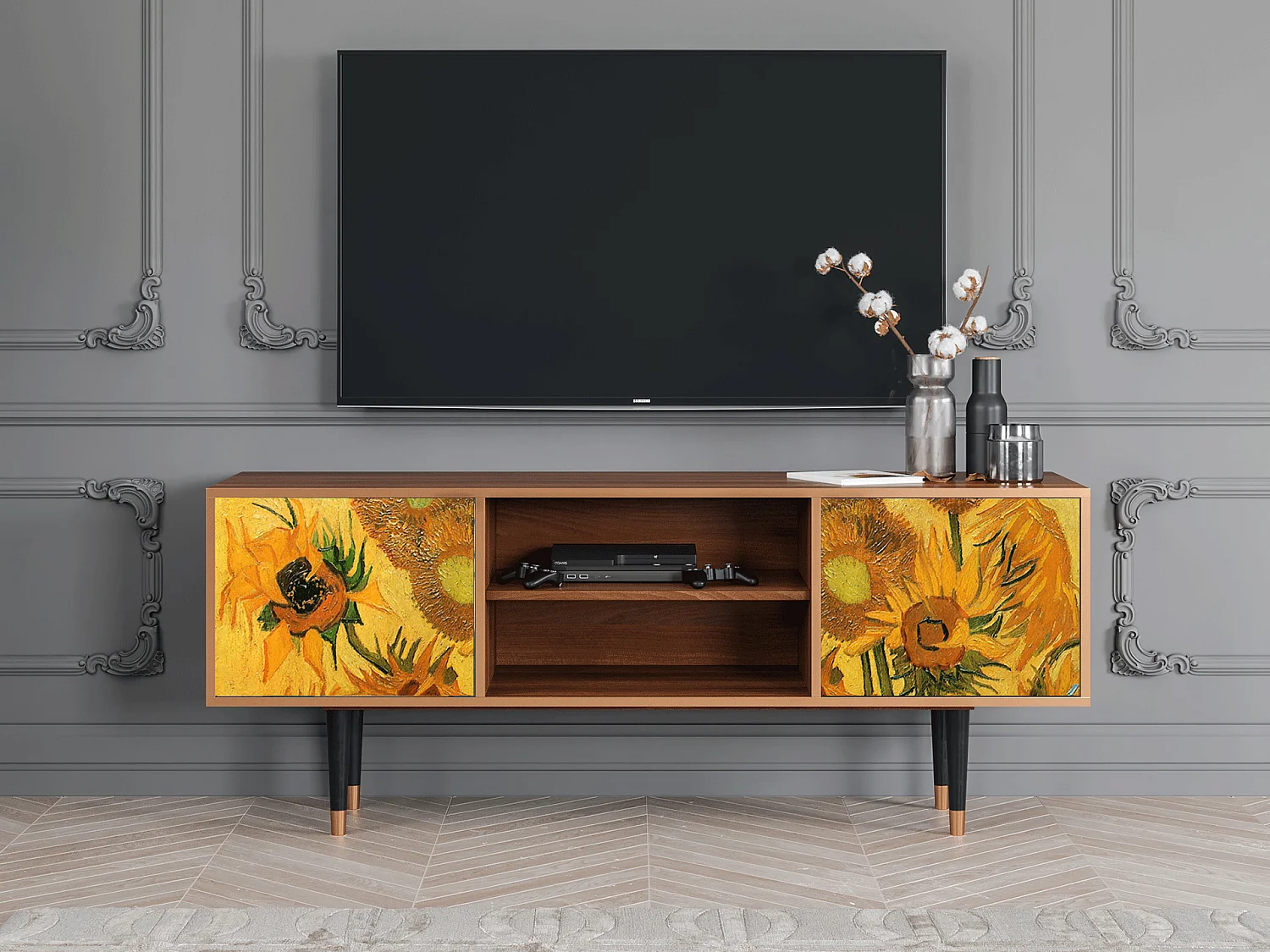 TV-meubel - 170х69х48 cm - T2 - Sunflowers, Walnoot