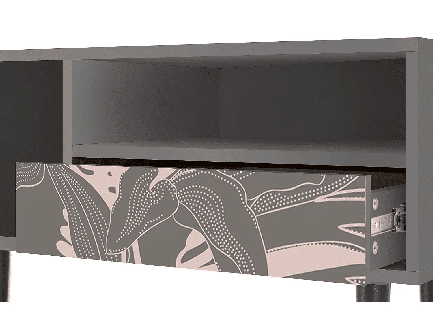 Mueble de TV - 115х59х48 cm - T3 - Issabelline Flower, Gris