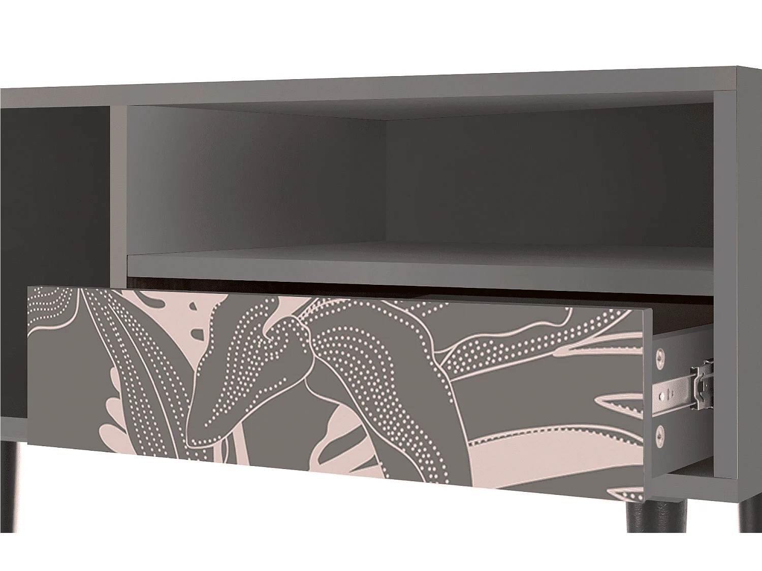 Szafka RTV - 115х59х48 cm - T3 - Issabelline Flower, Szary