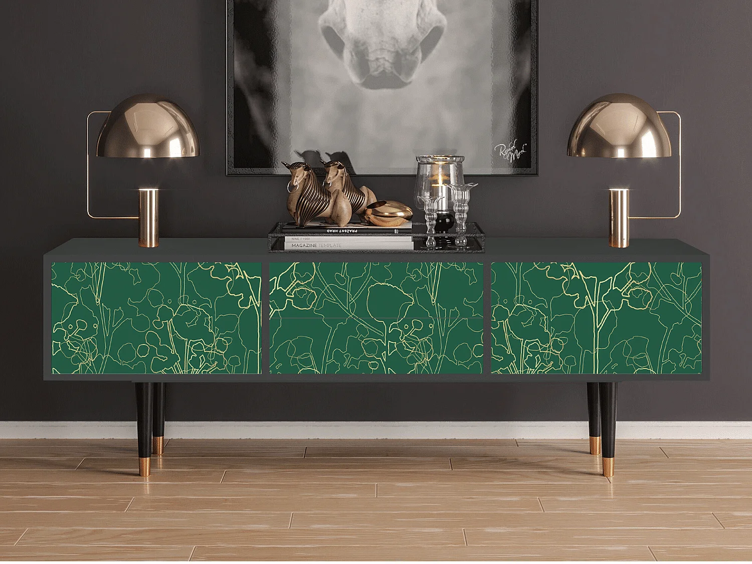 Meuble TV - 170х59х48 cm - T4 - Emerald Forest, Anthracite