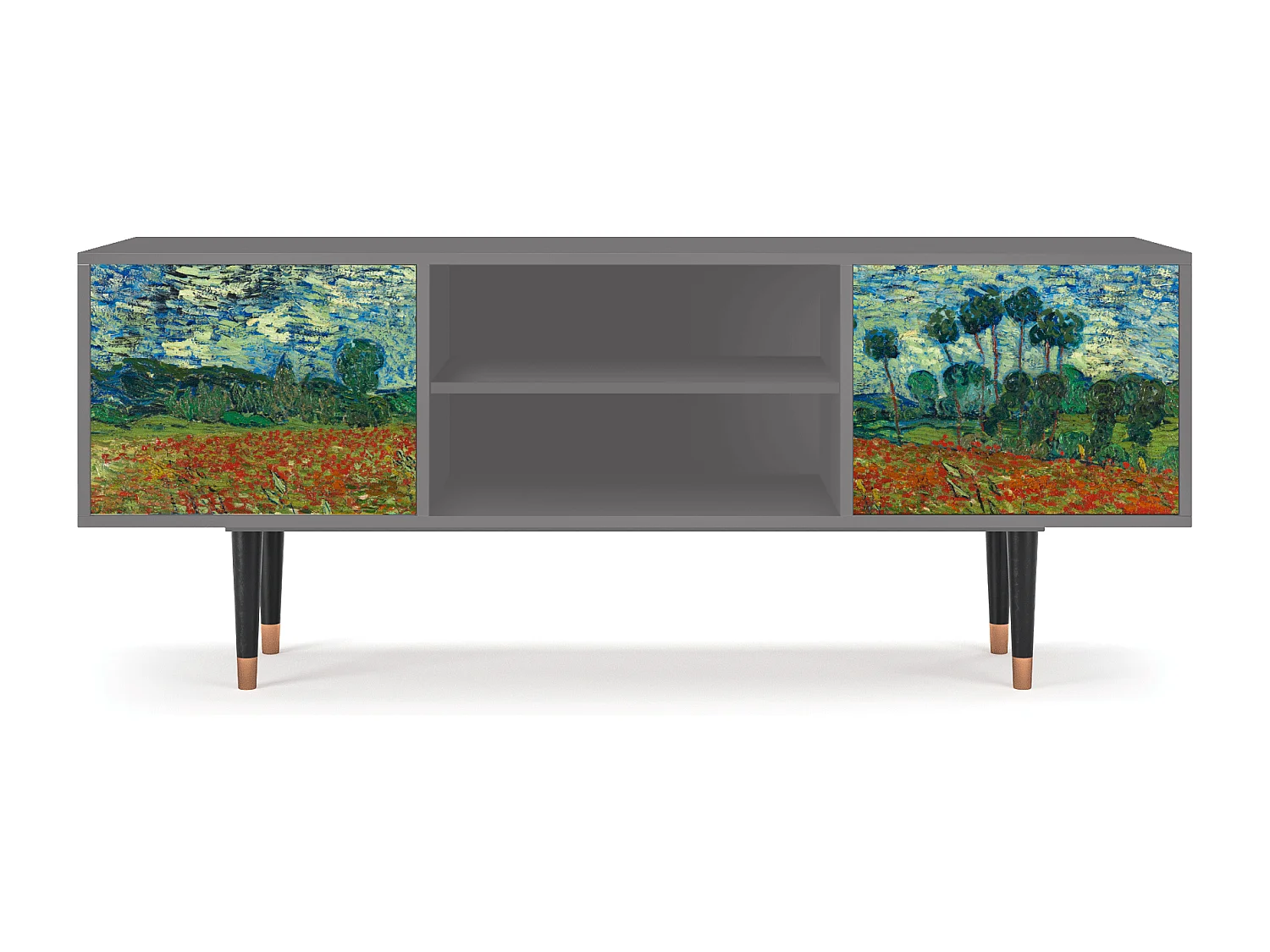 Mobile TV - 170х69х48 cm - T2 - Poppy field by van Gogh, Grigio